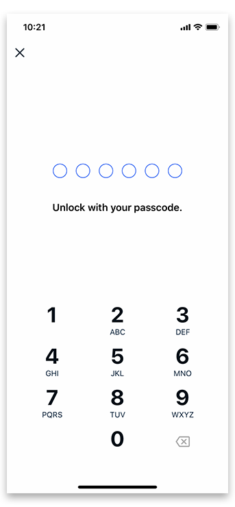 Authorize the transaction with a passcode or Face ID